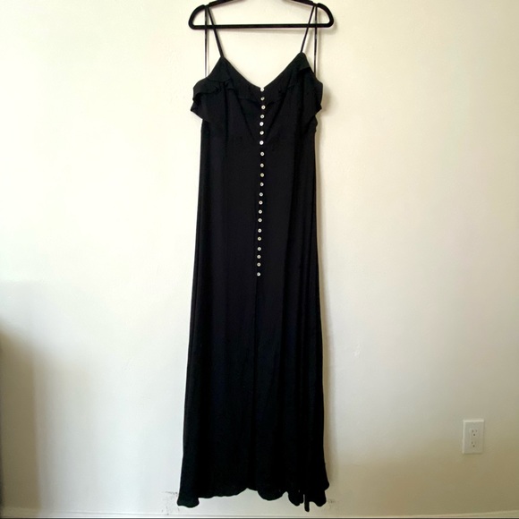 [ Sold ] Black Boho Button-up Maxi Dress by Forever 21, Large - Picture 3 of 8